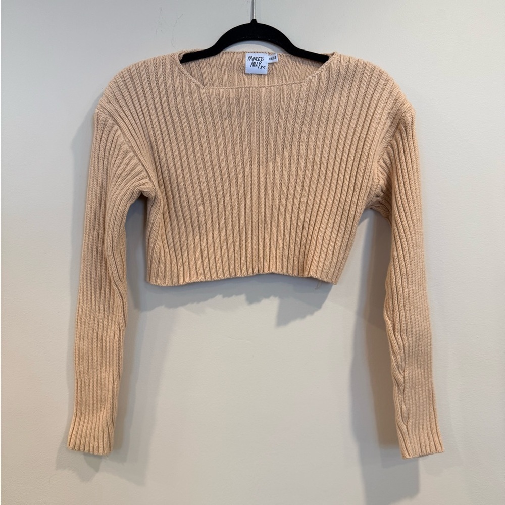 🔥Princess Poli Women’s Beige Ribbed Crop Top Size XS/S Like New🔥